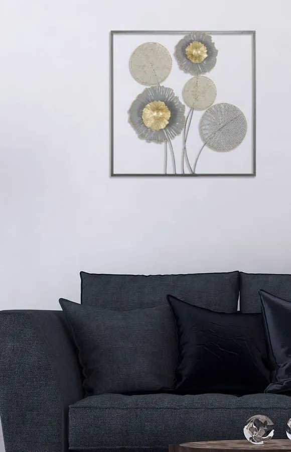 Round Metallic Flowers Wall Decor