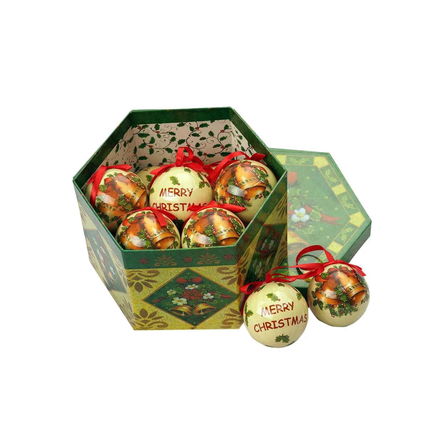 Set of 14 Printed Baubles - Christmas Bells