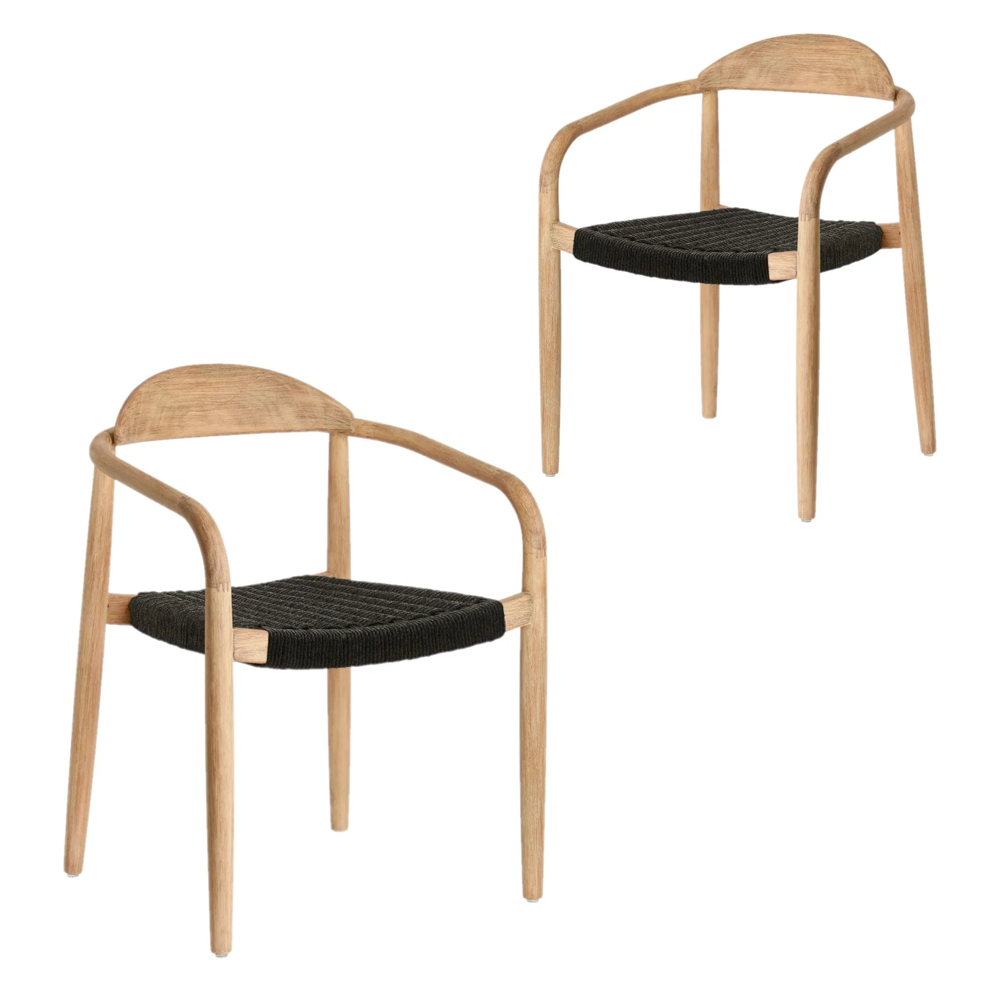 Set of 2 - Glynis Eucalyptus Timber Dining Chair - Black