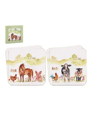 Set Of Four Farmyard Coasters