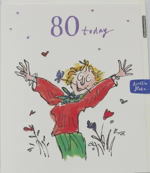 SINGLE CARD. Quentin Blake 80th Birthday card.