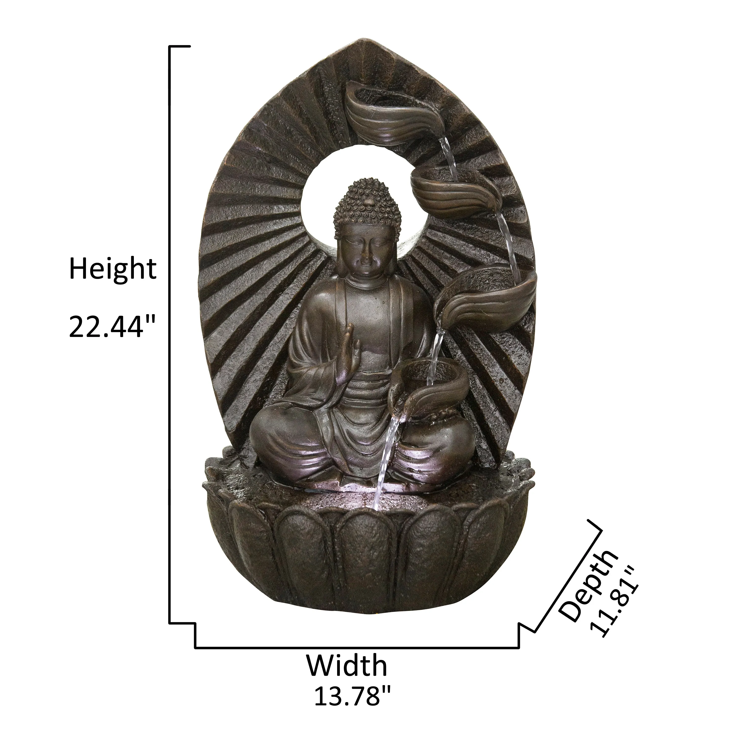 Stacking Bowls Buddha Fountain W/wt Led