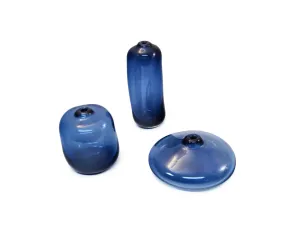 Steel Blue Gem Vase Trio