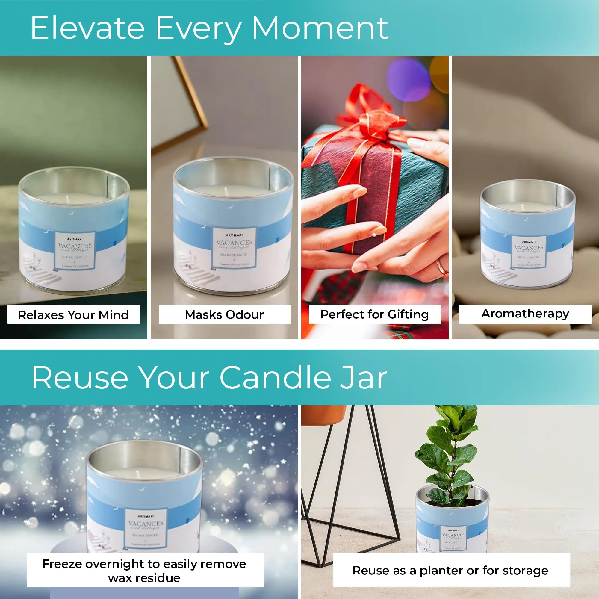 The Better Home Scented Candles (34Hrs Burn Time) Rakhi Gift for Brother| Sea Salt Aesthetic Aroma Candle| Scented Candles for Home Decor |Scented Candles for Bedroom Bathroom |Home Decor Items