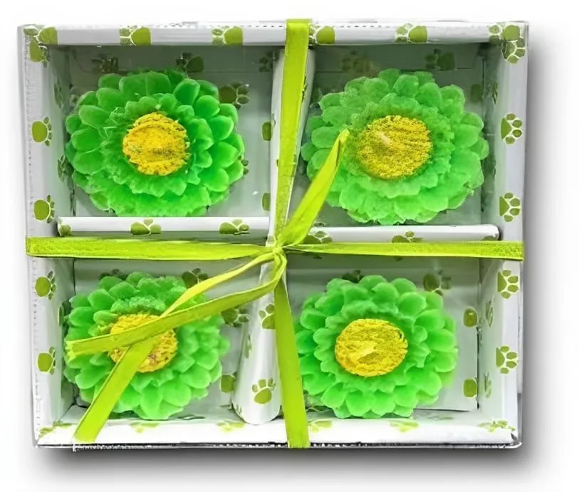 The Decor Affair Set of 4 Handcrafted Wax Candles - Perfect for Home Decor, Diwali Gifts, and New Year Surprises (Green)