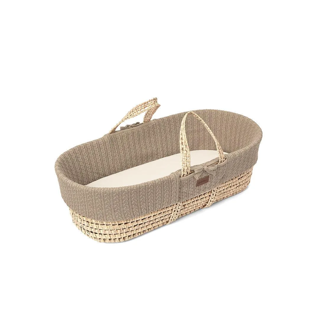 The Little Green Sheep Natural Knitted Moses Basket - Mattress   Static Stand