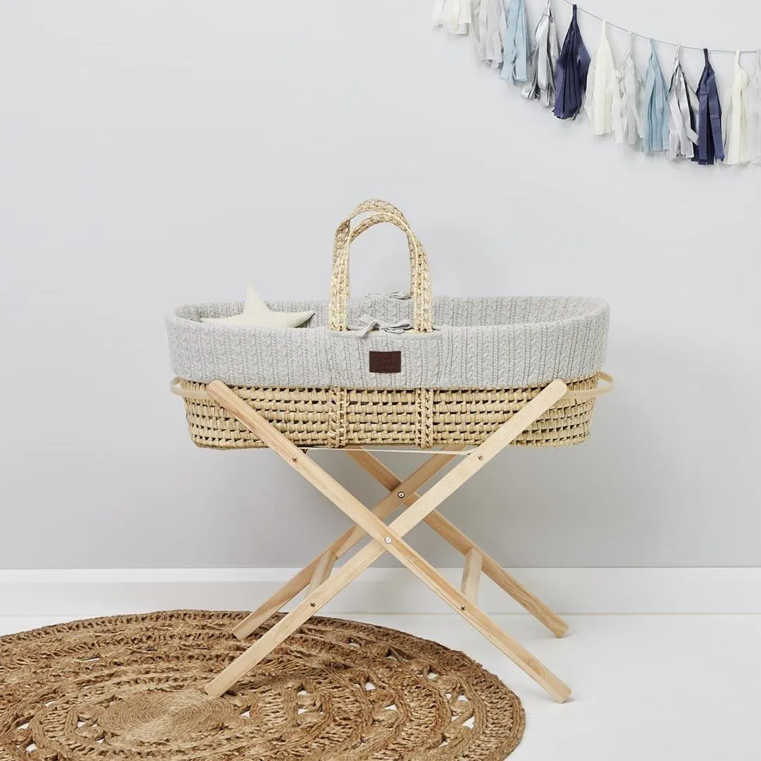 The Little Green Sheep Organic Knitted Moses Basket Bundle