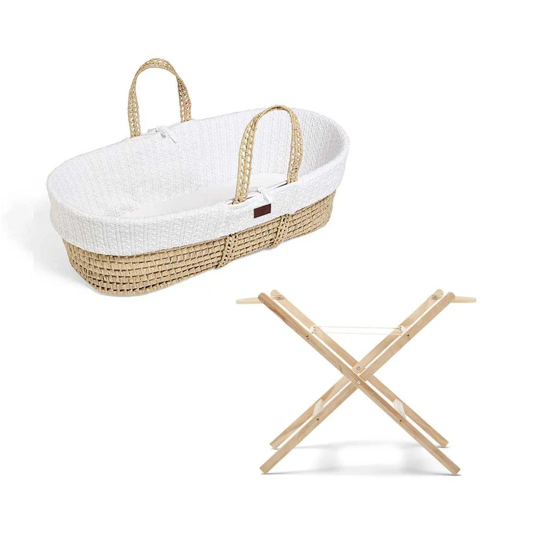 The Little Green Sheep Organic Knitted Moses Basket Bundle