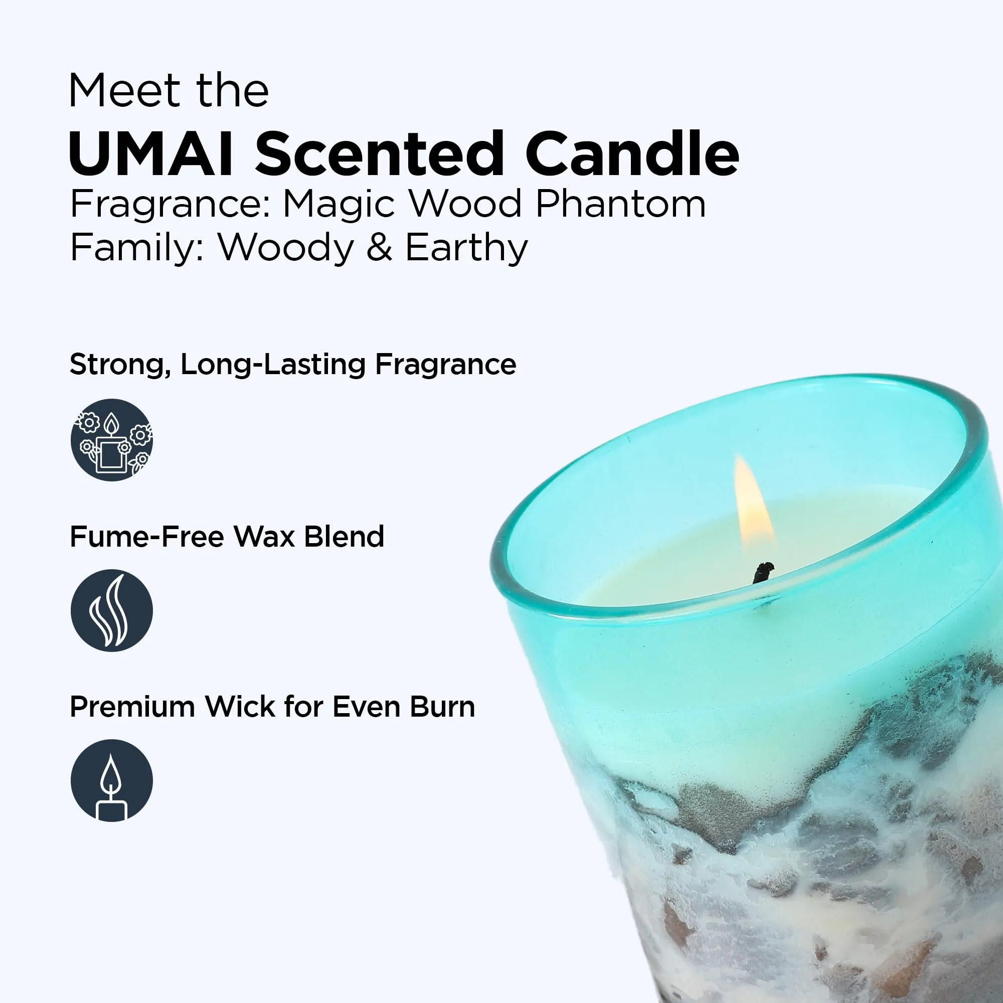 UMAI Melamine Jar Scented Candles for Gifting | 30 Hrs Burn Time | Aromatherapy Soy Wax Candles for Home Decor Fragrance | Aesthetic Candles for Home | Wood Phantom Aroma Scented Candles for Bedroom