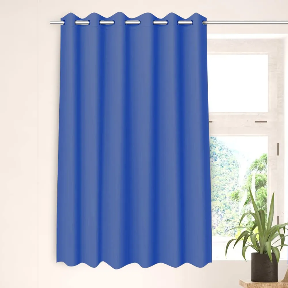 Urbane Home Polyester Decorative 5 Feet Window Curtain Darkening Blackout|Drapes Curtain With 8 Eyelet For Home & Office (Blue)