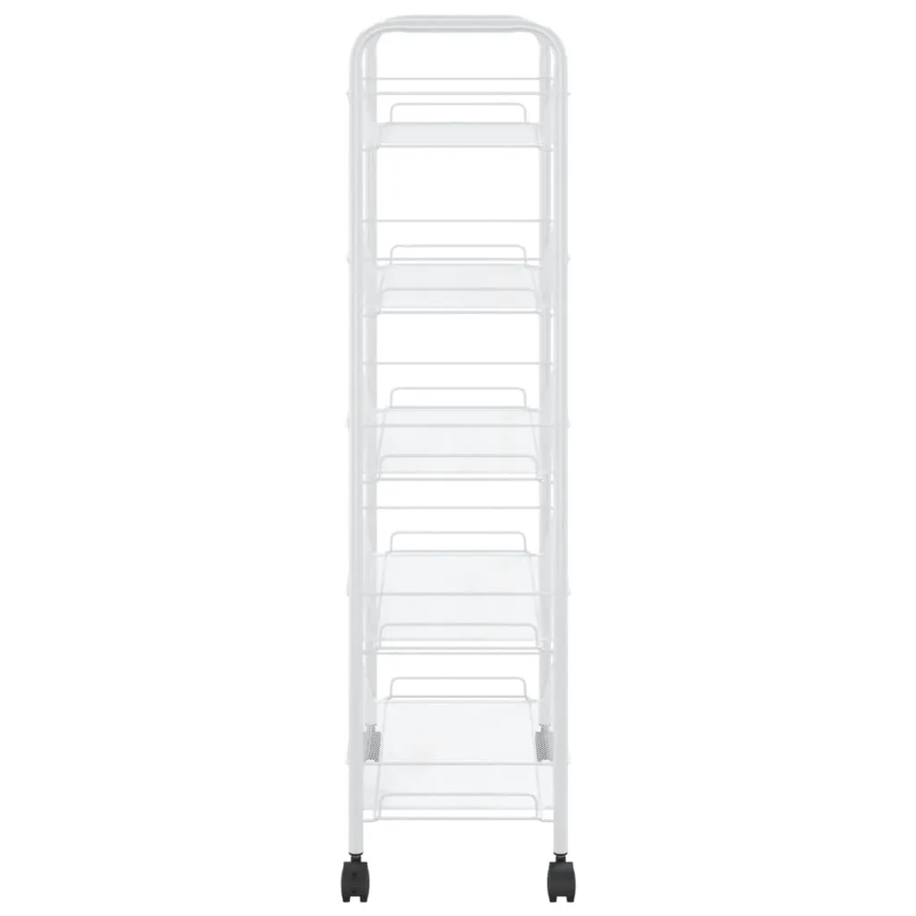 vidaXL 5-Tier Kitchen Trolley - Durable Iron Construction, White, 46x26x105 cm - Perfect for Kitchen, Bathroom, and Office Organization