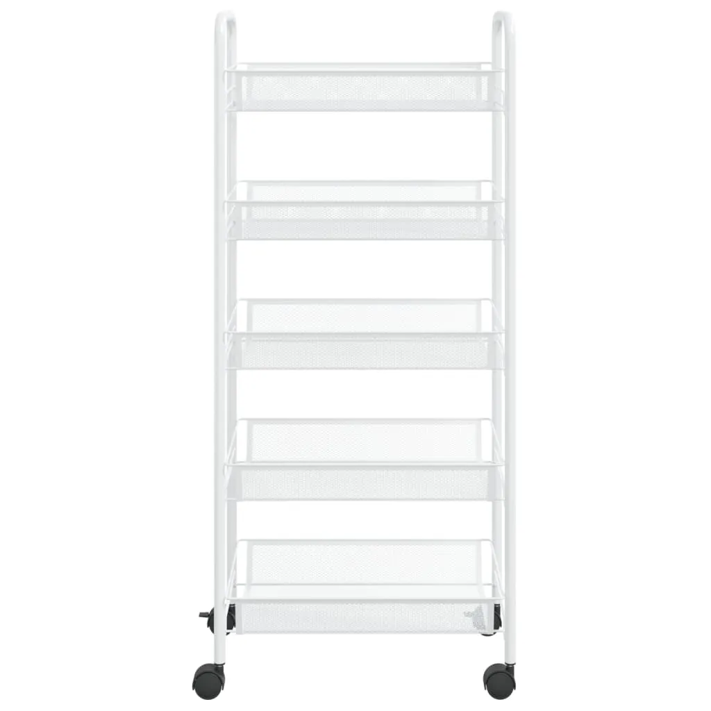 vidaXL 5-Tier Kitchen Trolley - Durable Iron Construction, White, 46x26x105 cm - Perfect for Kitchen, Bathroom, and Office Organization