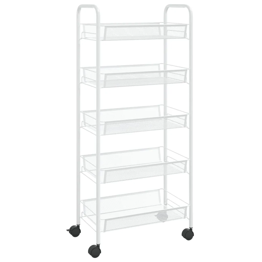 vidaXL 5-Tier Kitchen Trolley - Durable Iron Construction, White, 46x26x105 cm - Perfect for Kitchen, Bathroom, and Office Organization