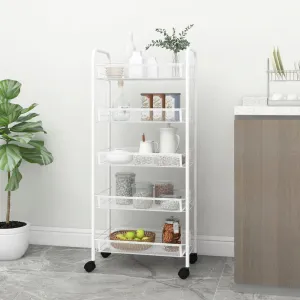 vidaXL 5-Tier Kitchen Trolley - Durable Iron Construction, White, 46x26x105 cm - Perfect for Kitchen, Bathroom, and Office Organization