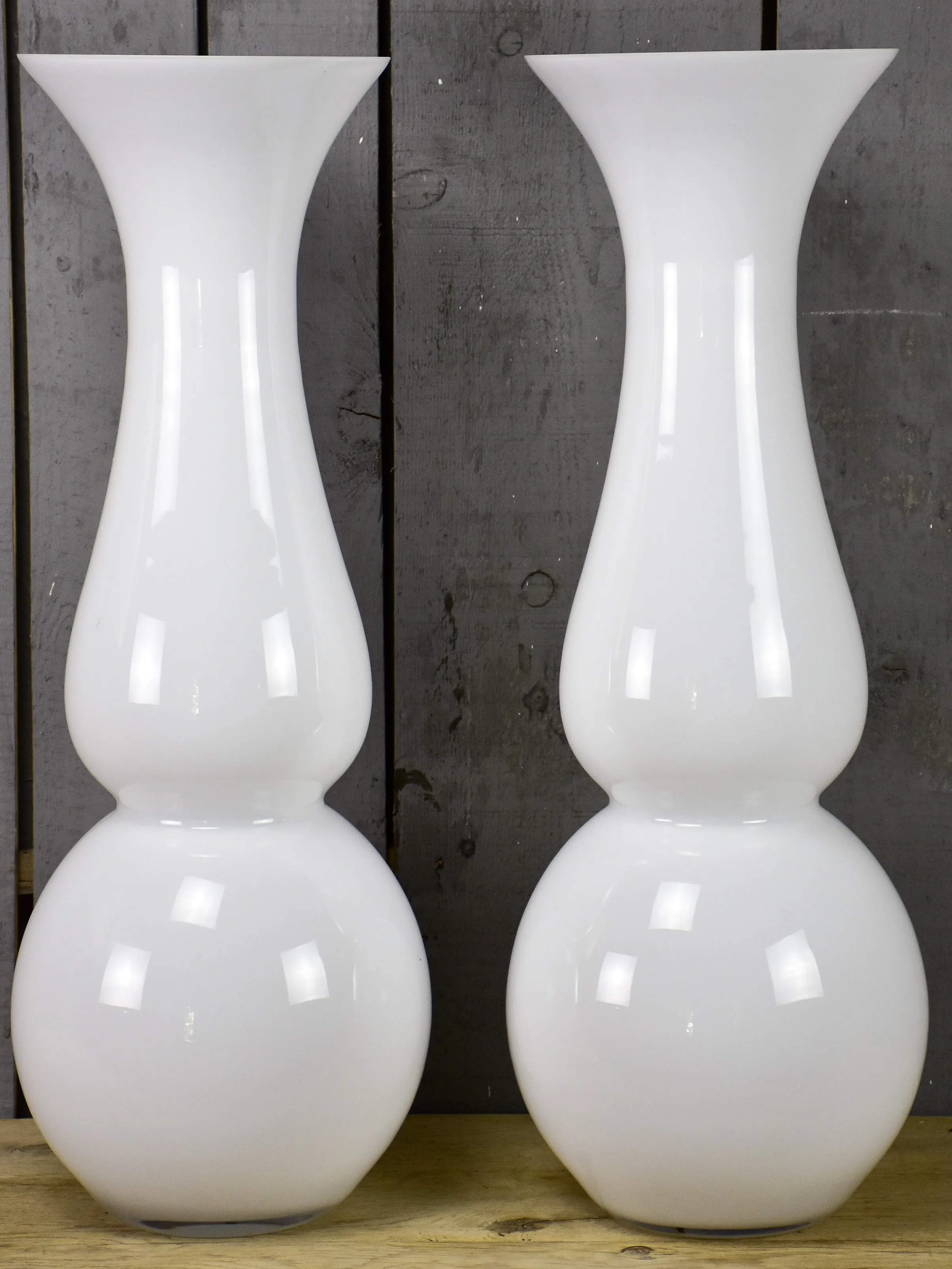 Vintage pair of extra-large white vases