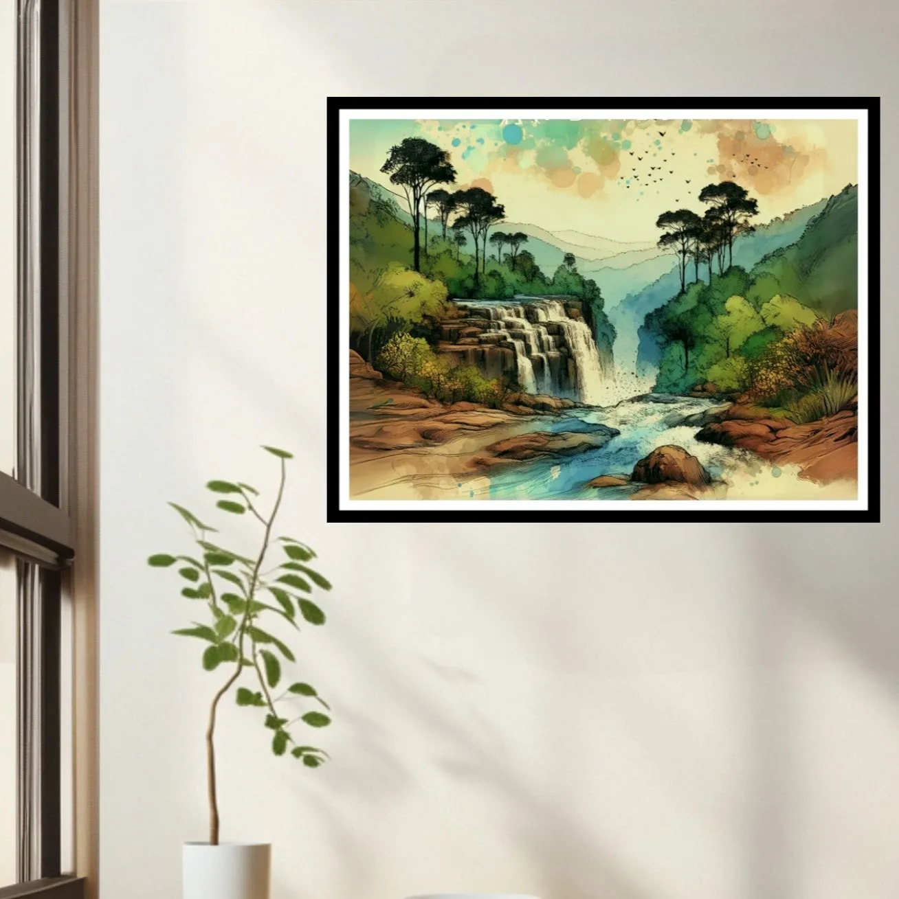 Waterfall Landscape Wall Art S3