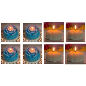 White and Blue Color Fragrance Candle/Scented Candle/Home Decor Candle/Candle Light/Candles/Combo Pack of 8