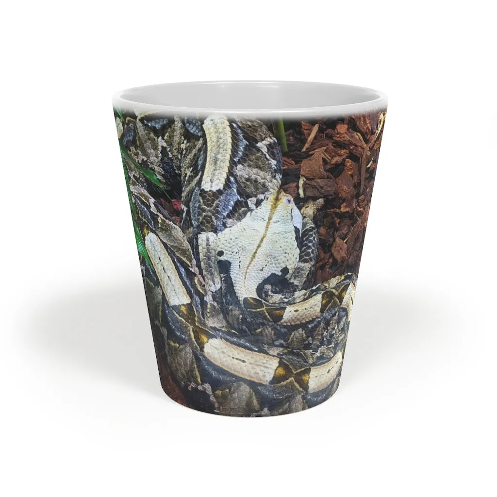 White Black Snake Latte Mug, 12oz